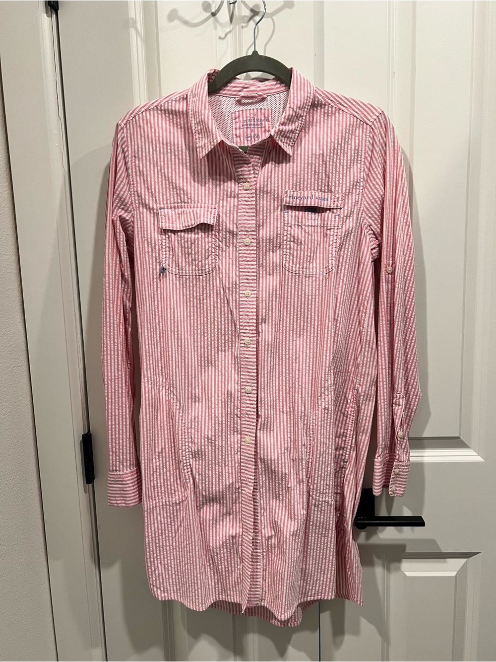 Vineyard Vibes Pink Striped Longline Shirt dress
